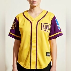 Los Angeles Forever Sullivan King Reckless Crop Jersey Top Gold/Purple